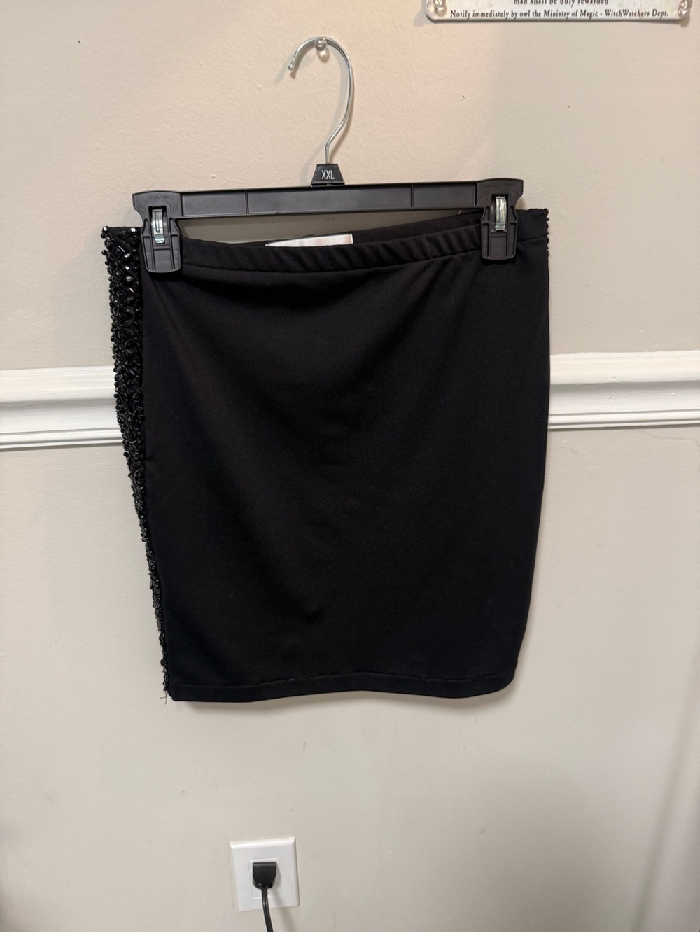 Black Mini Skirt with Side Texture Detailing